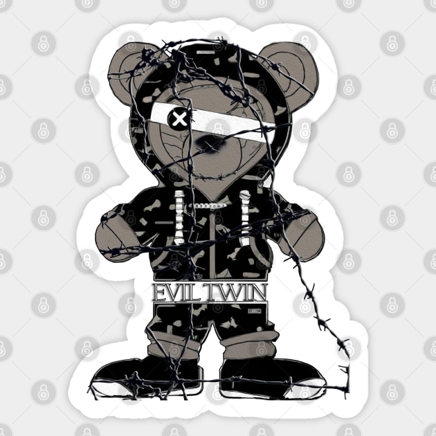 Sinister Teddy: Evil Twin Rebellious Sticker by Angelic Gangster